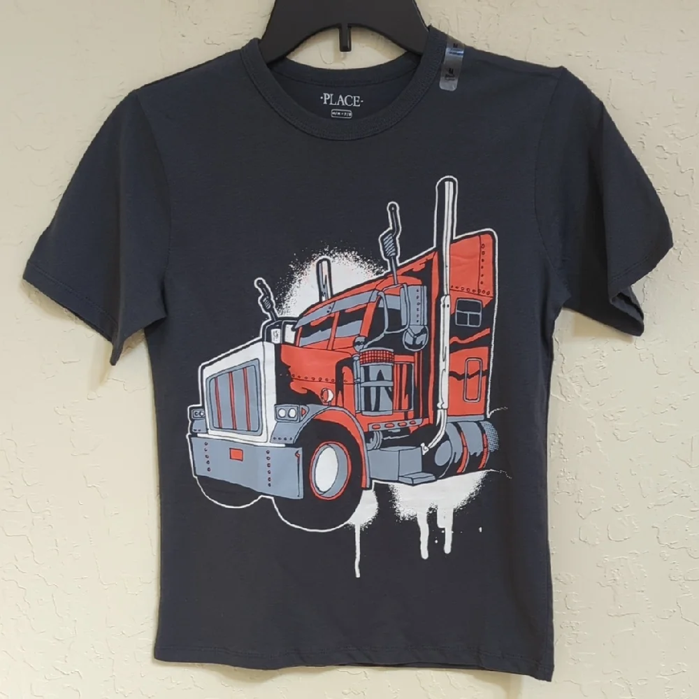 The Children's Place Gray Big Rig Truck Graphic Tee Size  Medium 7/8
